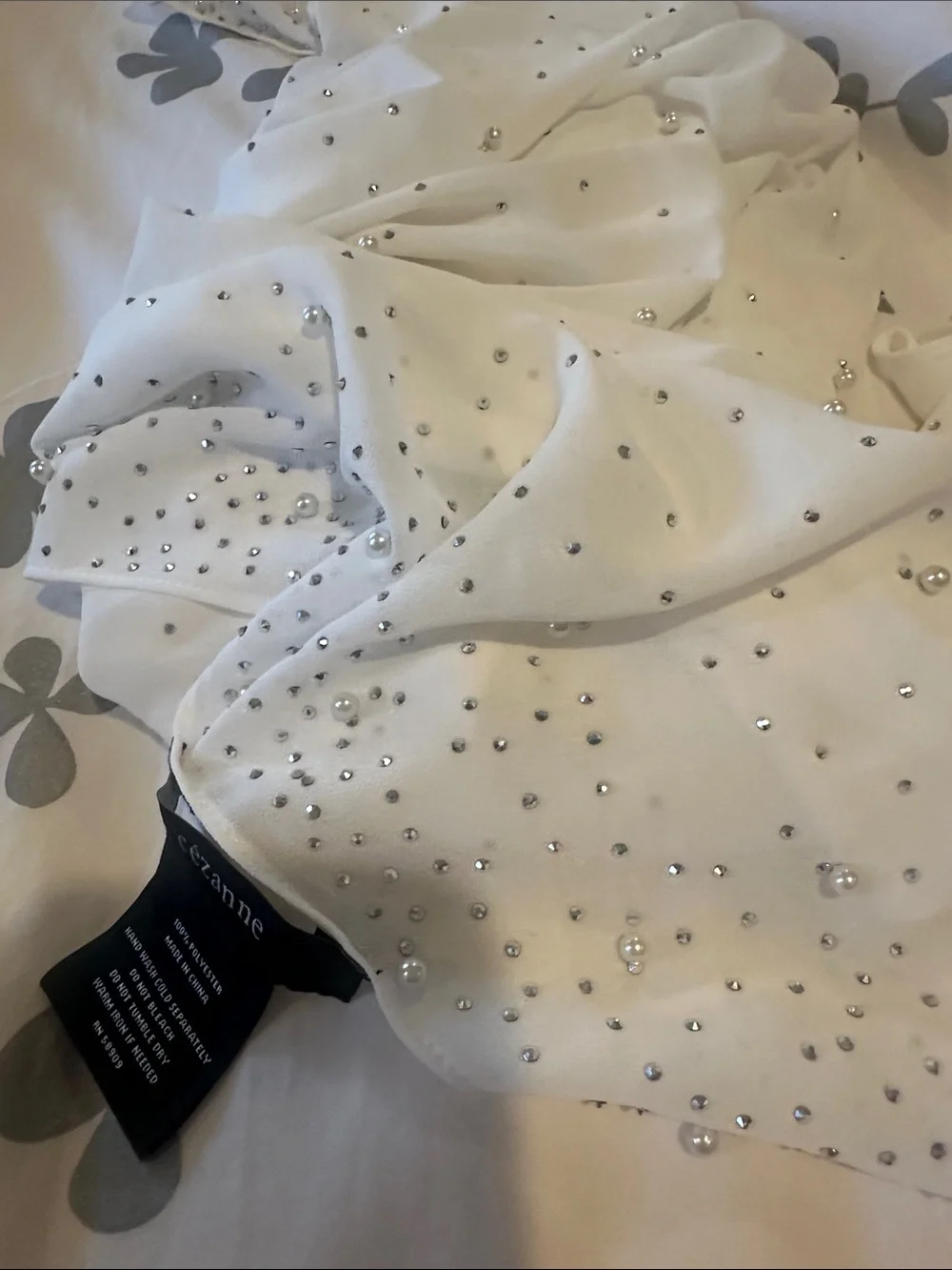 cezanne Cream Duvet Cover with Pearl & Crystal Accents